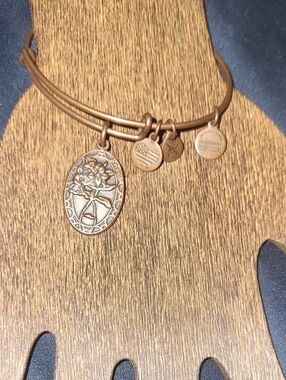 Alex and Ani Rustic Bronze Floral Charm Bangle Bracelet